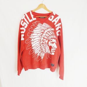Hustle Gang Indian Chief Sweatshirt Red White 3XL